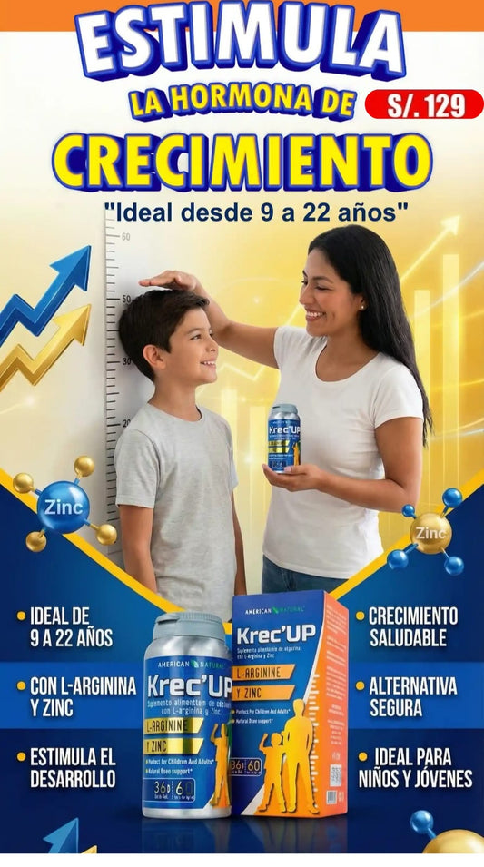 KREC´ UP  Formulación 100% natural: 🌱 L-Arginina + Zinc